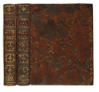 LAW  [MONTESQUIEU, CHARLES DE SECONDAT, Baron de.] De lEsprit des Loix.  2 vols.  1748